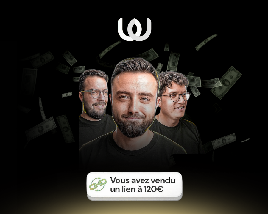 Notification de vente de lien à 120€ — exemple de revenu vente de liens