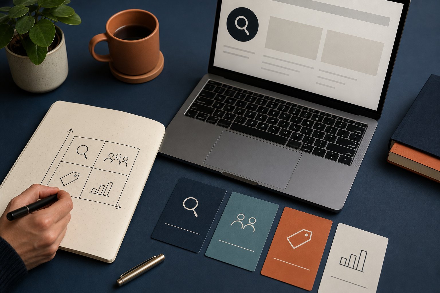 Couverture éditoriale : bureau de décision pour choisir une niche, une offre, des contenus et des indicateurs en affiliation SEO.